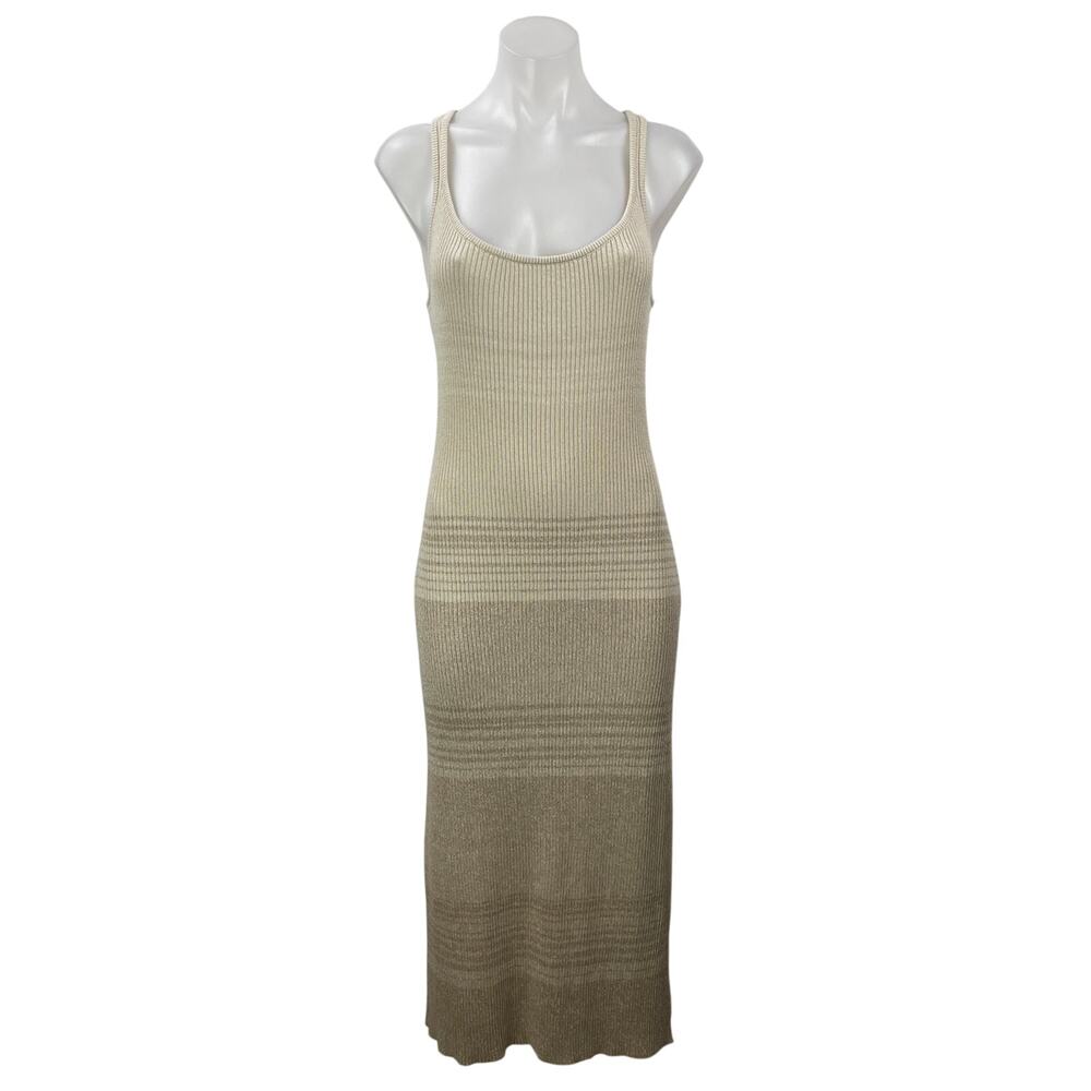 Splendid Xena Lurex Cream Women's Sleeveless Ribbed Knit Midi Sweater Dress Sz S